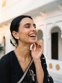 Kundan Polki ear cuff with a pear-shaped centre stone